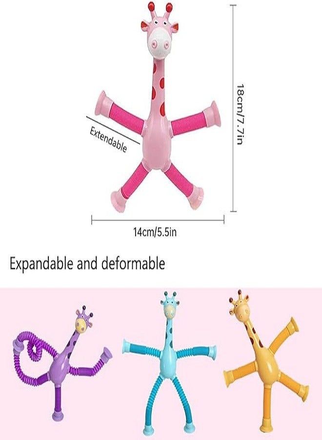 Telescopic Suction Cup Giraffe Toys, Sensory Giraffe Toy, Suction Cup Toy Kids, Giraffe Stuffed Animal, Anti-Stress Fidget Toys, Funny Educational (Pink) - Image 2