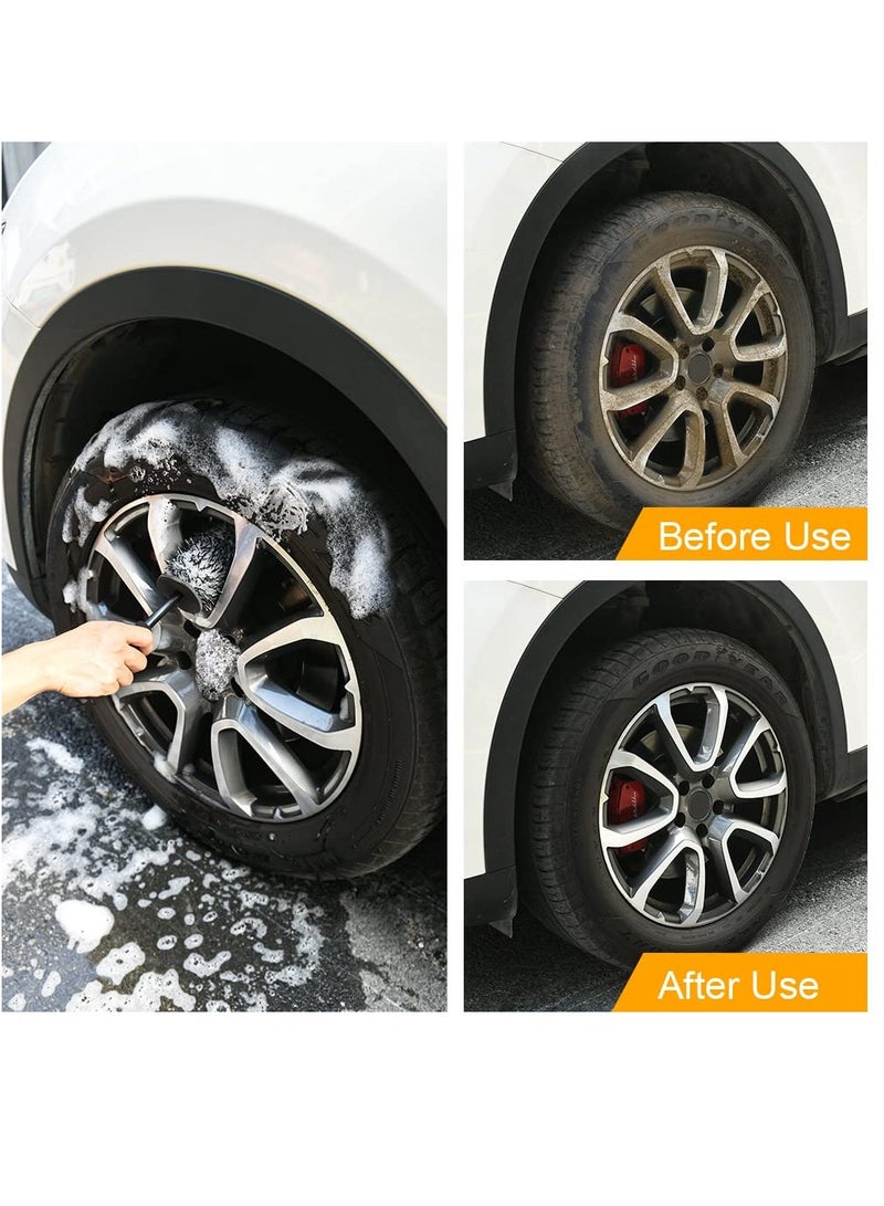 فرشاة لتنظيف عجلات السيارات، فرشاة غير معدنية لتفاصيل العجلات والإطارات، فرشاة لتنظيف عجلات السيارات، فرشاة ناعمة وكثيفة لعجلات السبائك، مناسبة لعجلات وإطارات السيارات/الدراجات النارية/الدراجات الهو - Image 2