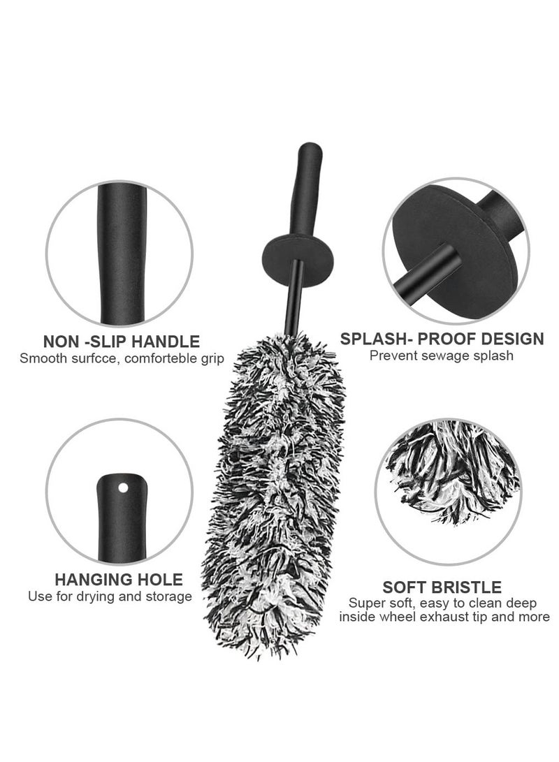 فرشاة لتنظيف عجلات السيارات، فرشاة غير معدنية لتفاصيل العجلات والإطارات، فرشاة لتنظيف عجلات السيارات، فرشاة ناعمة وكثيفة لعجلات السبائك، مناسبة لعجلات وإطارات السيارات/الدراجات النارية/الدراجات الهو - Image 5