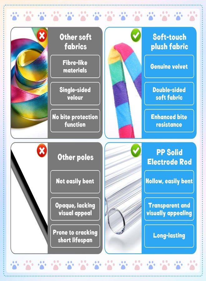 Zelphvt 2 Pcs Interactive Cat Rainbow Wand Toys, Colorful Ribbon Teaser for Bored Indoor Cats and Kittens Cat Teaser Wand and String Toy Extended Colorful Cats String Toy with Bells - Image 4