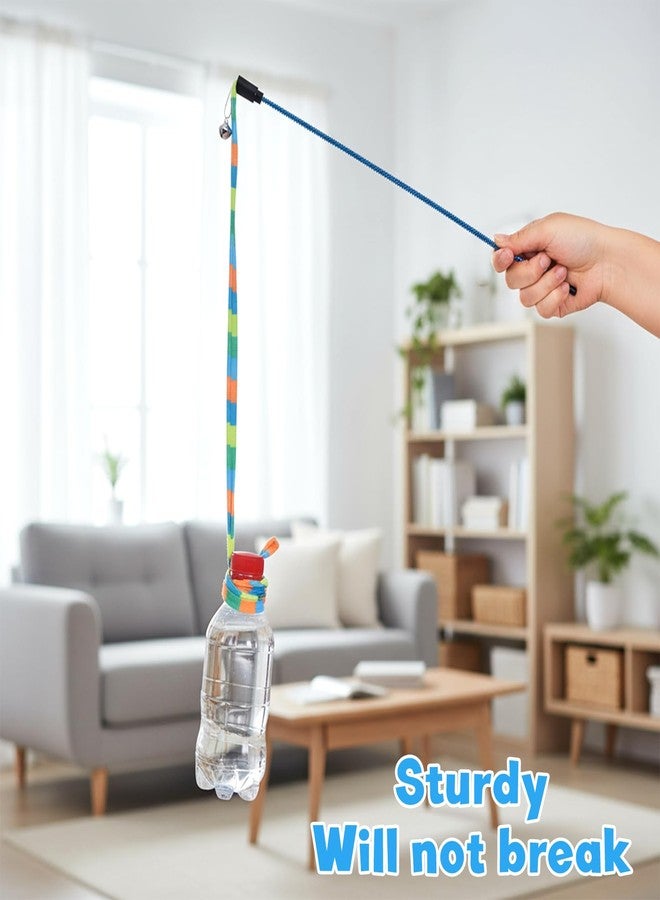 Zelphvt 2 Pcs Interactive Cat Rainbow Wand Toys, Colorful Ribbon Teaser for Bored Indoor Cats and Kittens Cat Teaser Wand and String Toy Extended Colorful Cats String Toy with Bells - Image 5