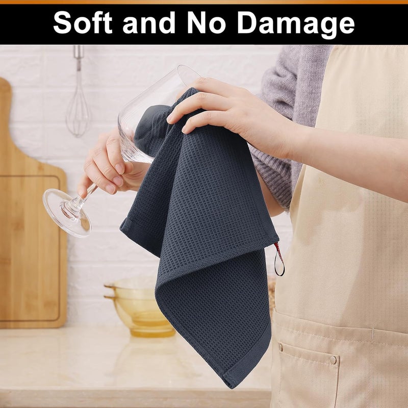 Homaxy 100% Cotton Dish Cloths - Waffle Weave Soft and Absorbent Dish Towels - 12 Pack Quick Dry Dish Rags - 12 x 12 Inches Dishcloths for Kitchen Washing Dishes - Multiple Colour - Image 4
