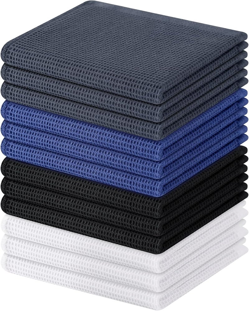 Homaxy 100% Cotton Dish Cloths - Waffle Weave Soft and Absorbent Dish Towels - 12 Pack Quick Dry Dish Rags - 12 x 12 Inches Dishcloths for Kitchen Washing Dishes - Multiple Colour - Image 1