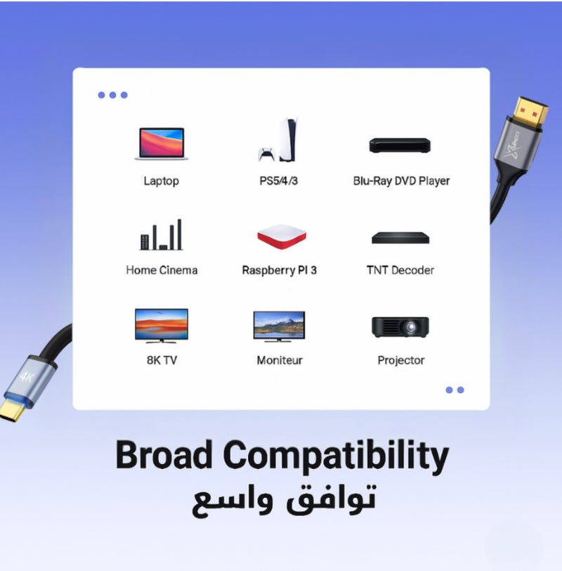 COMPIX HDMI 2.0 Cable 2M High-Speed 18Gbps, 4K@60Hz Ultra HD Gold-Plated HDMI Cable, Full HD 1080p, 3D Braided Cord for PS5/PS4 PlayStation Xbox Laptop PC TV Projector (Black) - Image 4