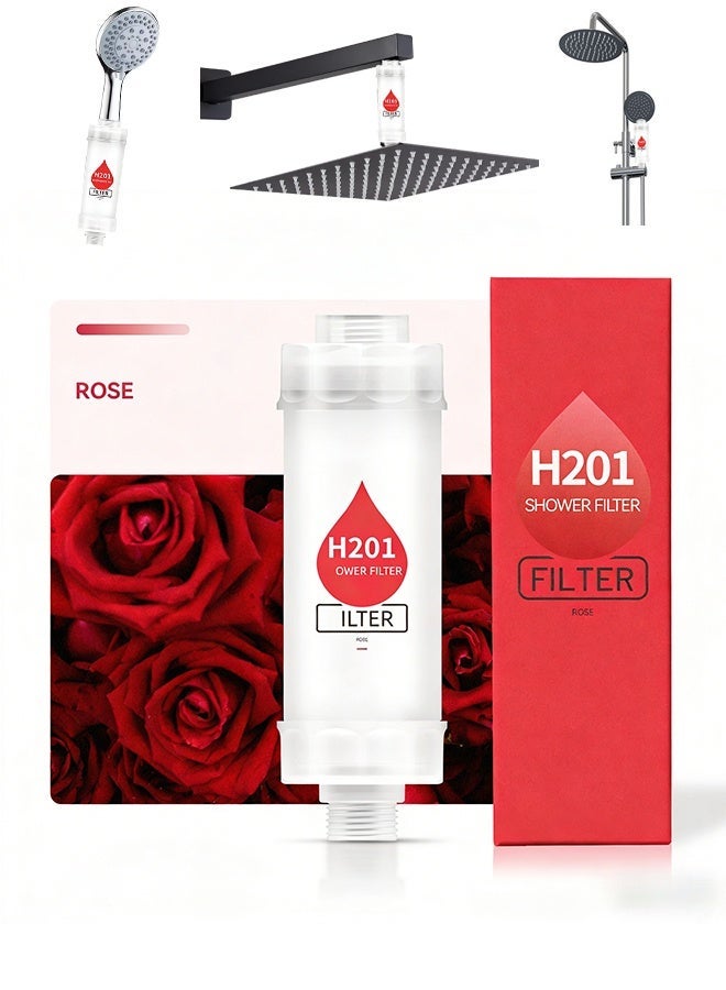 ALongDeng Vitamin C Shower Filter Shower Head Filter for Removing Chlorine Fluoride Deposits Purifies Water with Beads Helps with Dry Skin and Hair Loss Easy to Install  Rose - Image 1