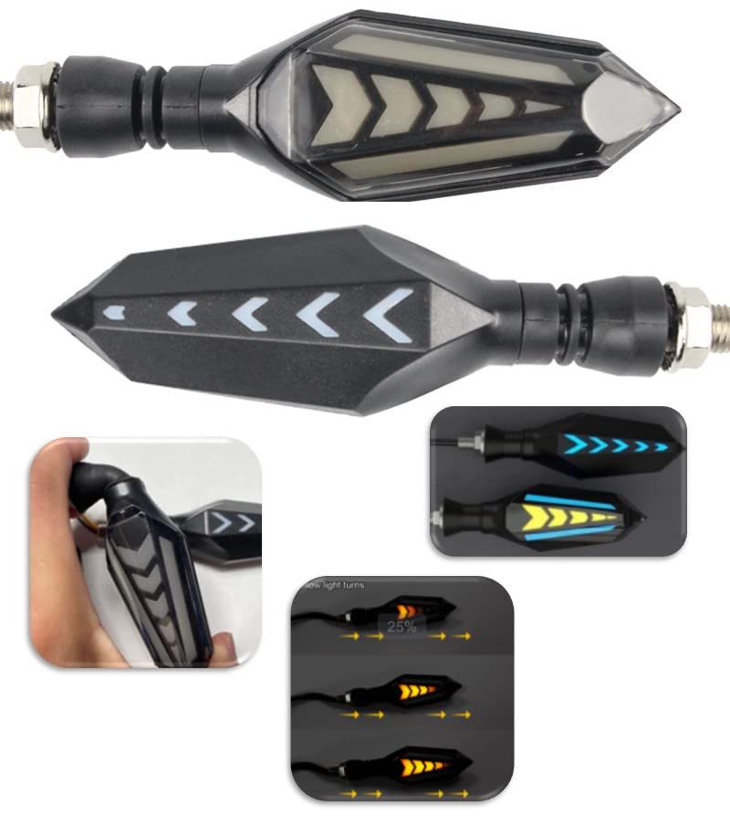 ELTRON TURBO Imported Original Waterproof Arrow Running Blinker Bright LED Indicators Universal For All Bike Models Motorcycle Turn Signal Lights (Pack of 2, Yellow With Blue) - Image 1