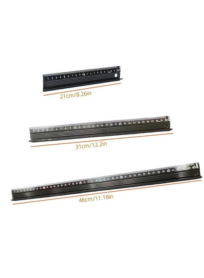 Industrial Grade Aluminum Ruler Set 3 Sizes 7.87inch Precision Measuring Tool - Image 3