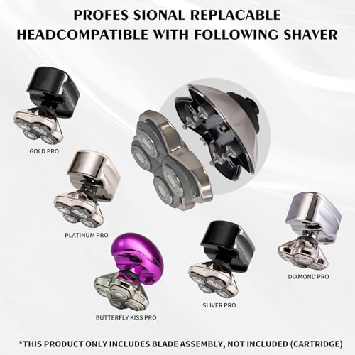 VODOZAVA 3Pack Pro 4 Shaver Replacement Heads for Skull, Shaver Replacement Blade for Pitbull Gold PRO, Silver PRO, Platinum PRO, Butterfly Kiss PRO Head Shavers, Floating 4 Heads Self-Sharpening Blades - Image 2