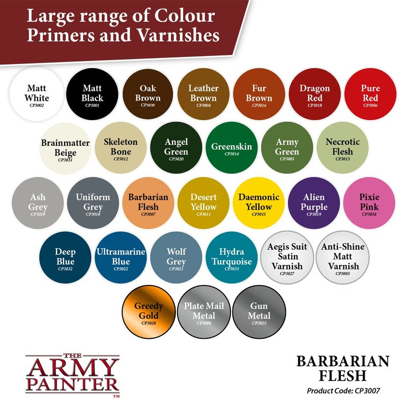 The Army Painter طلاء رذاذ برايمر لون جيش الرسام، لون لحم البربري، 400 مل، 13.5 أونصة - طلاء أكريليك تحتاني لرسم النماذج - برايمر رذاذ للنماذج البلاستيكية - Image 5