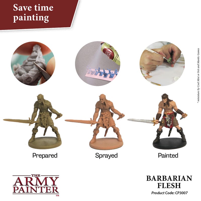 The Army Painter طلاء رذاذ برايمر لون جيش الرسام، لون لحم البربري، 400 مل، 13.5 أونصة - طلاء أكريليك تحتاني لرسم النماذج - برايمر رذاذ للنماذج البلاستيكية - Image 2
