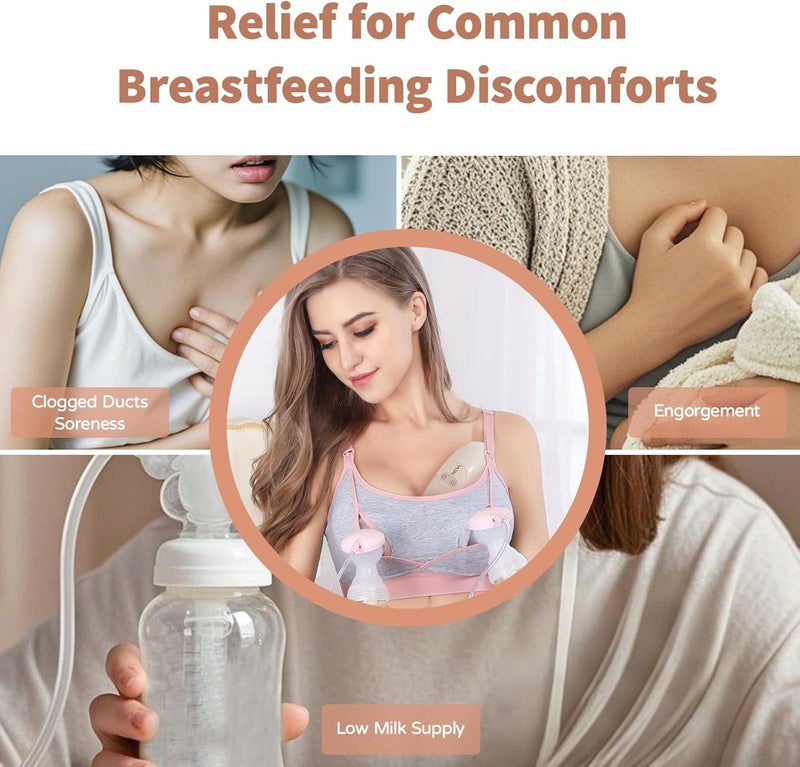 NCVI مدلك الرضاعة NCVI الدافئ 2 في 1 مدلك الثدي للرضاعة 2 عبوة حرارة اهتزاز لانسداد القنوات احتقان تحسين تدفق الحليب الضخ والرضاعة الأساسية - Image 4