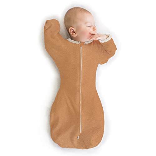 SwaddleDesigns Transitional Swaddle Sack, Arms Up Half-Length Sleeves & Mitten Cuffs, Swaddle for Newborn Transition to Baby Sleep Sack Wearable Blanket, Small, 0-3 Month, 6-14 lb, Heathered Butterum - Image 1