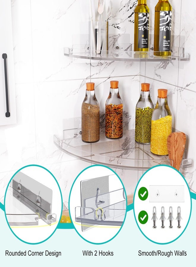 YAWSOUP Acrylic Corner Shower Shelves,Adhesive Shower Caddy Organizer for Bathroom Storage Home Decor,Clear, RustProof, No Drilling Bathroom Wall Shelf,2-Pack - Image 3