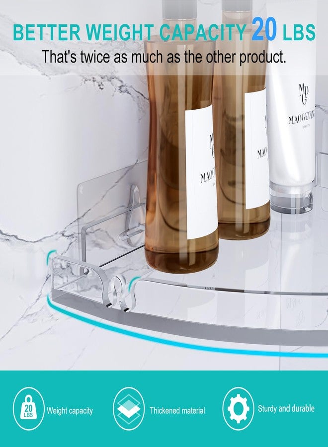 YAWSOUP Acrylic Corner Shower Shelves,Adhesive Shower Caddy Organizer for Bathroom Storage Home Decor,Clear, RustProof, No Drilling Bathroom Wall Shelf,2-Pack - Image 4