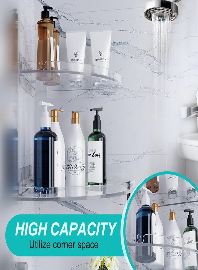 YAWSOUP Acrylic Corner Shower Shelves,Adhesive Shower Caddy Organizer for Bathroom Storage Home Decor,Clear, RustProof, No Drilling Bathroom Wall Shelf,2-Pack - Image 2