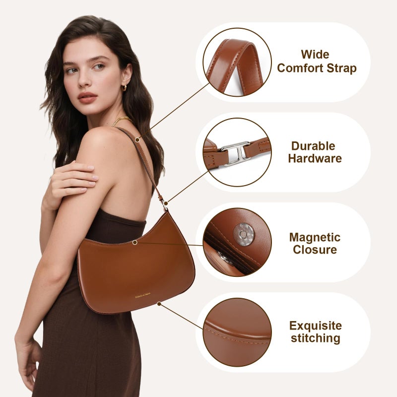 MoreFarther Leather Shoulder Bags for Women, Cute Purses Everyday Trendy, Women's Small Tote Handbags with Magnetic Closure (Black) - Image 5
