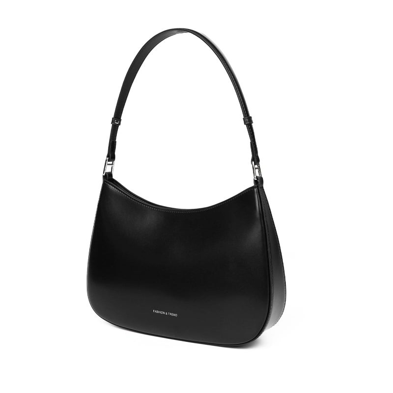 MoreFarther Leather Shoulder Bags for Women, Cute Purses Everyday Trendy, Women's Small Tote Handbags with Magnetic Closure (Black) - Image 1