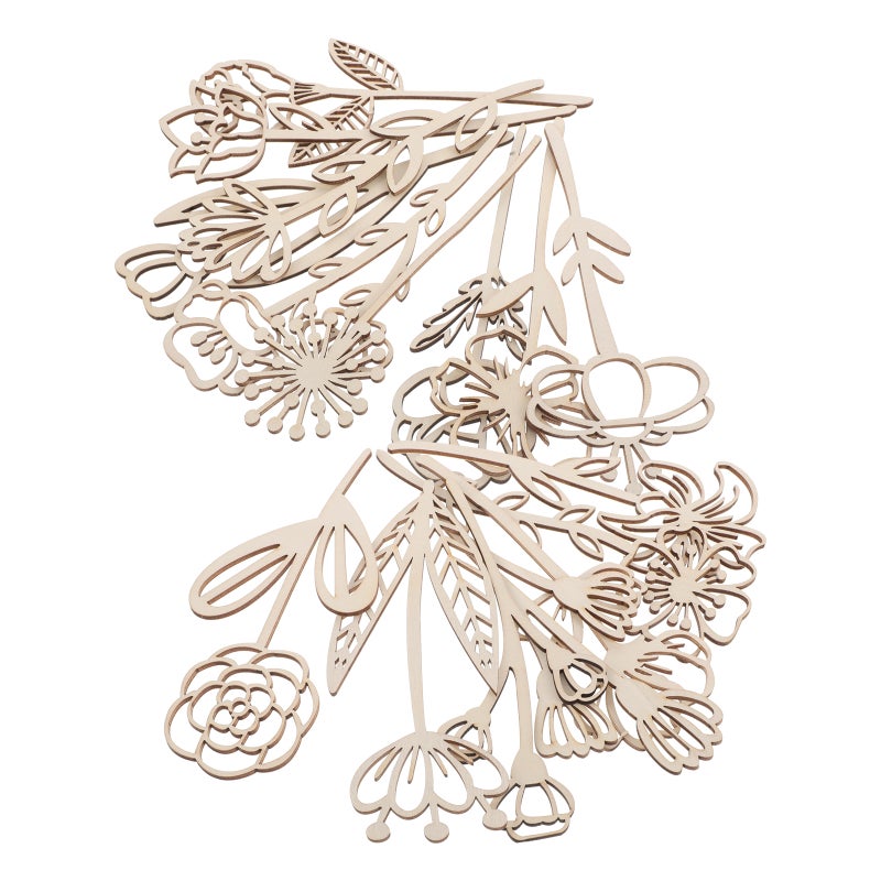 Wooden Wildflower Decor for Decoration 16Pcs DIY Rustic Floral Cutouts Set - Image 5