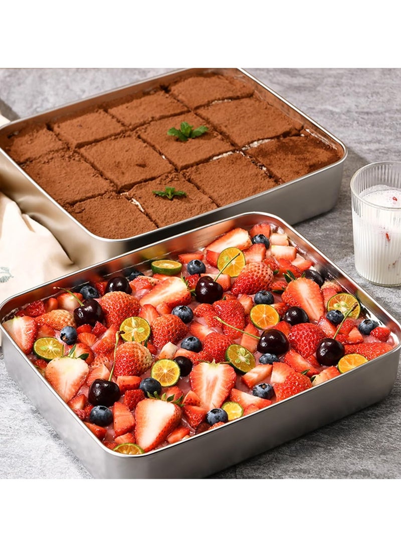 JoyousSto Stainless Steel Bread Loaf Pan with Lid,Multifunctional, Deep, and Thickened, Baking Bakeware Baking Bread Party Dessert,Tiramisu, Pastries, Roasted Fish, Grilled Meats, Steaming, and Storing Food – Perfect for Kitchen, Parties, Restaurants, and Outdoor Events - Image 2
