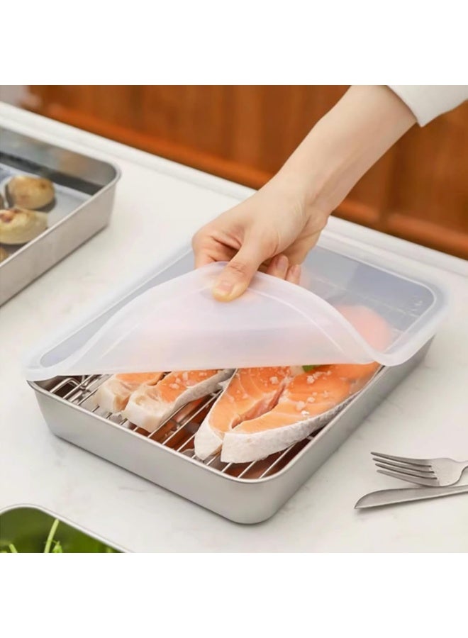 JoyousSto Stainless Steel Bread Loaf Pan with Lid,Multifunctional, Deep, and Thickened, Baking Bakeware Baking Bread Party Dessert,Tiramisu, Pastries, Roasted Fish, Grilled Meats, Steaming, and Storing Food – Perfect for Kitchen, Parties, Restaurants, and Outdoor Events - Image 3