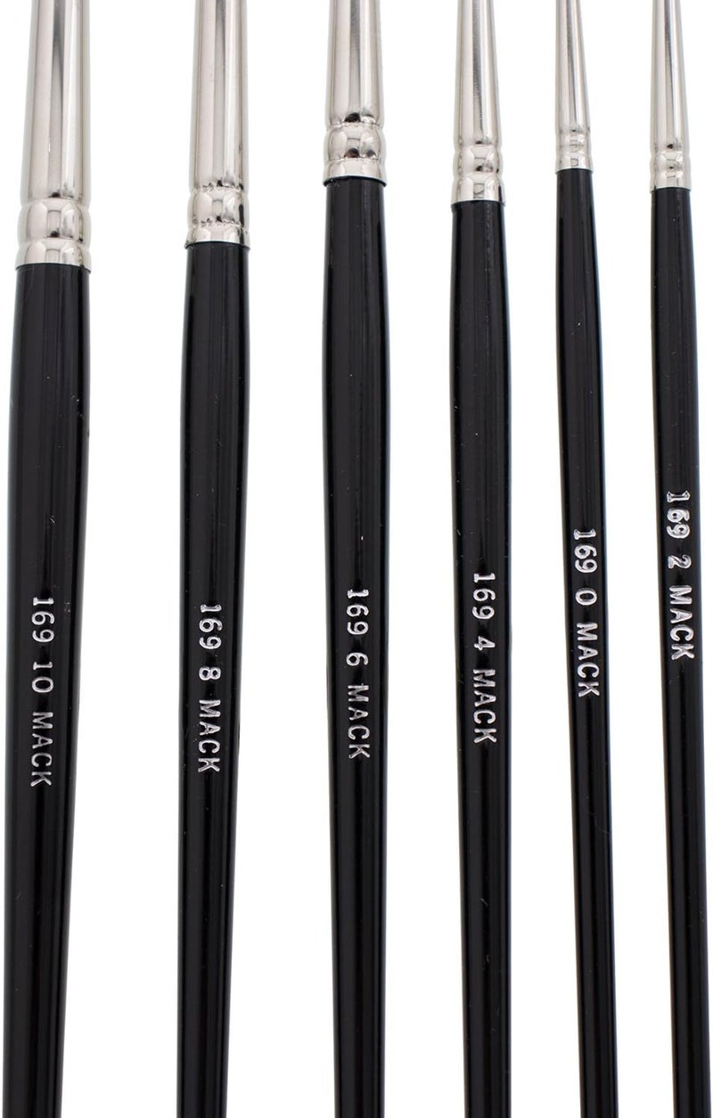 Mack Brush Andrew AM169-0-10 Series 169 Blue Squirrel and Black Synthetic Mix Quill Sizes 0-10 Pinstriping Brushes - Image 2