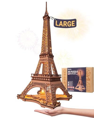 Rolife 3D Wooden Puzzles for Adults Large Eiffel Tower SetLED Model Building Sets Paris Architecture Kits as Home Decor Gift Ideas for Women and Men - Image 1