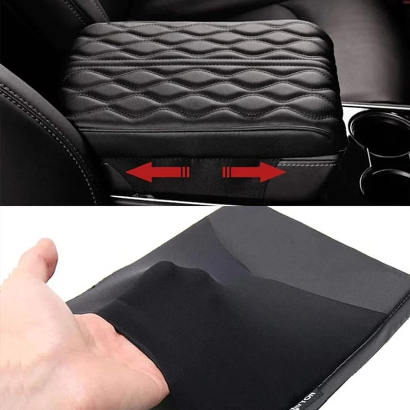 comfrt Leather Car Armrest Box Pad (Universal Style) - Center Console Armrest Box Cushion Pads - Memory Cotton Seat Box Cover Mat for Most Cars - Comfortable & Breathable (A-Black) - Image 4