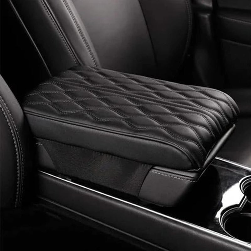 comfrt Leather Car Armrest Box Pad (Universal Style) - Center Console Armrest Box Cushion Pads - Memory Cotton Seat Box Cover Mat for Most Cars - Comfortable & Breathable (A-Black) - Image 3