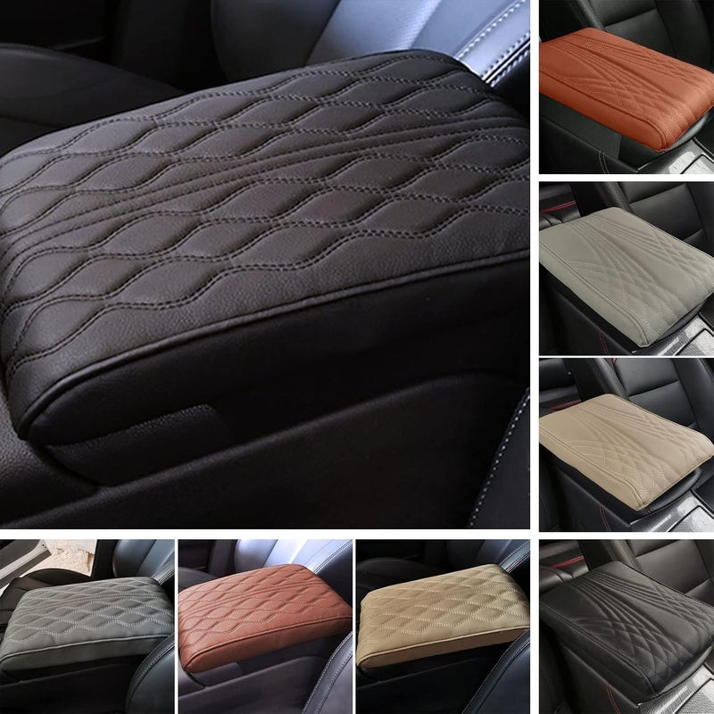 comfrt Leather Car Armrest Box Pad (Universal Style) - Center Console Armrest Box Cushion Pads - Memory Cotton Seat Box Cover Mat for Most Cars - Comfortable & Breathable (A-Black) - Image 1