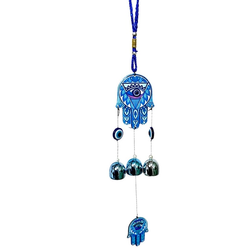 DT DECTONE Nazar Battu Evil Eye Hanging Wall Decor Interior Accessories for The Home Good Fortune Vastu for Decoration and Prosperity - illumnatini Designed Wind Chime Bells - Image 1