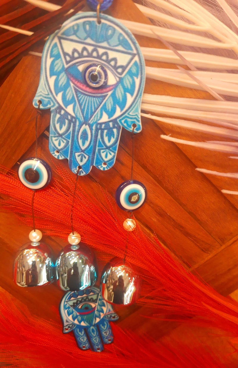 DT DECTONE Nazar Battu Evil Eye Hanging Wall Decor Interior Accessories for The Home Good Fortune Vastu for Decoration and Prosperity - illumnatini Designed Wind Chime Bells - Image 4