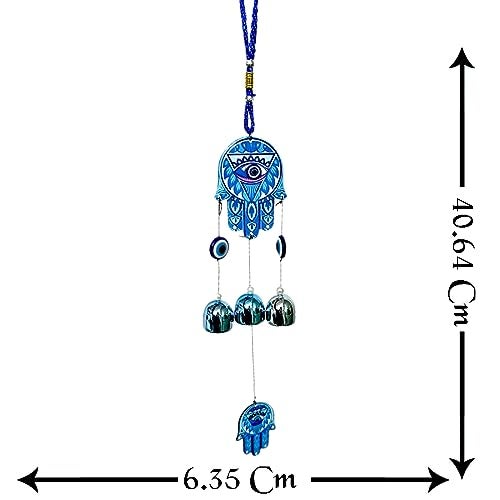 DT DECTONE Nazar Battu Evil Eye Hanging Wall Decor Interior Accessories for The Home Good Fortune Vastu for Decoration and Prosperity - illumnatini Designed Wind Chime Bells - Image 3