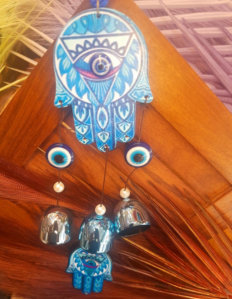 DT DECTONE Nazar Battu Evil Eye Hanging Wall Decor Interior Accessories for The Home Good Fortune Vastu for Decoration and Prosperity - illumnatini Designed Wind Chime Bells - Image 5