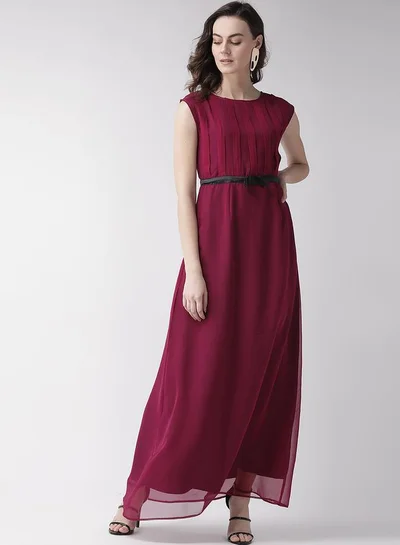 Mish Box Pleated A-Line Maxi Dress by Styli