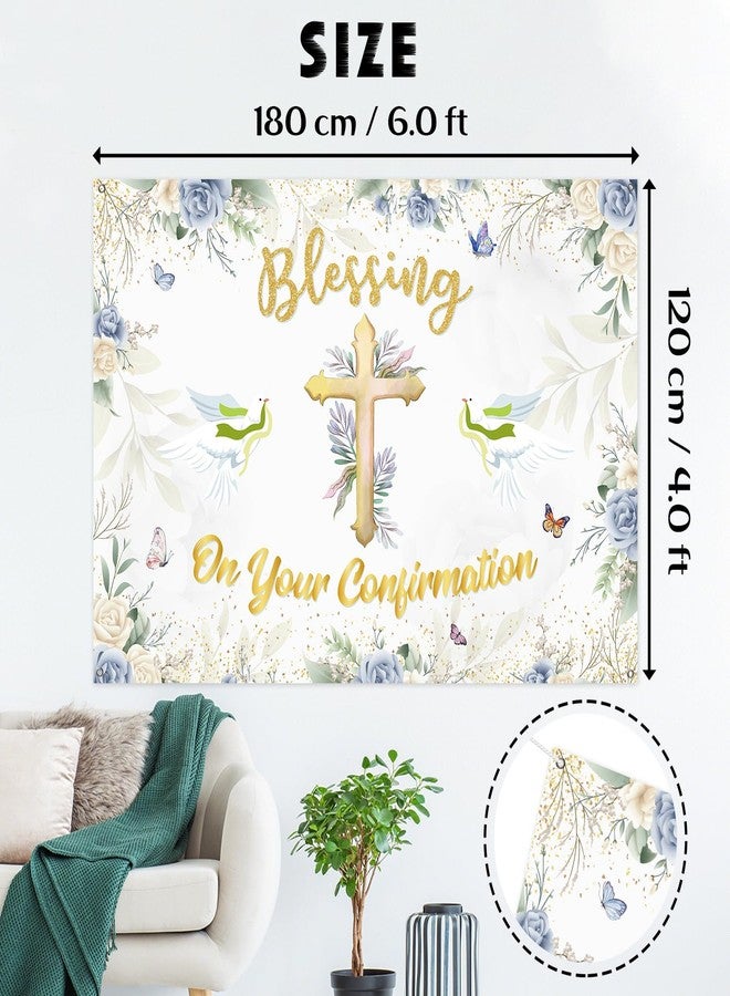 إنورو خلفية تصوير "على لافتة تأكيدك"، خلفية تصوير مباركة من قماش متين، مناسبة لأول معمودية دينية، حفل توديع العزوبية، زينة حفلات الزفاف، دعائم كشك التصوير، 6 × 4 قدم - Image 2