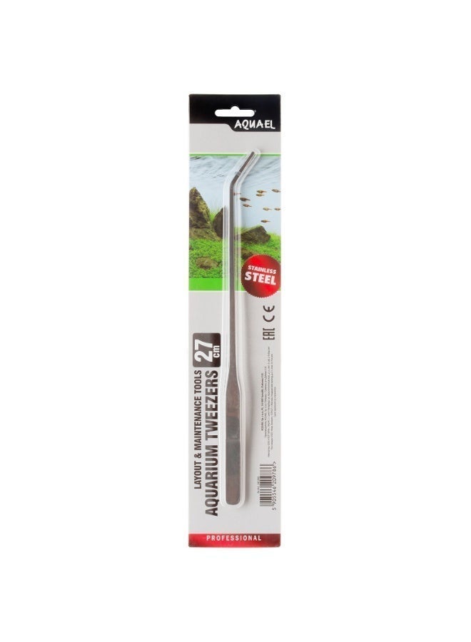 Aquael Stainless Steel Curved Aquarium Plant Tweezers - 27cm - Image 1