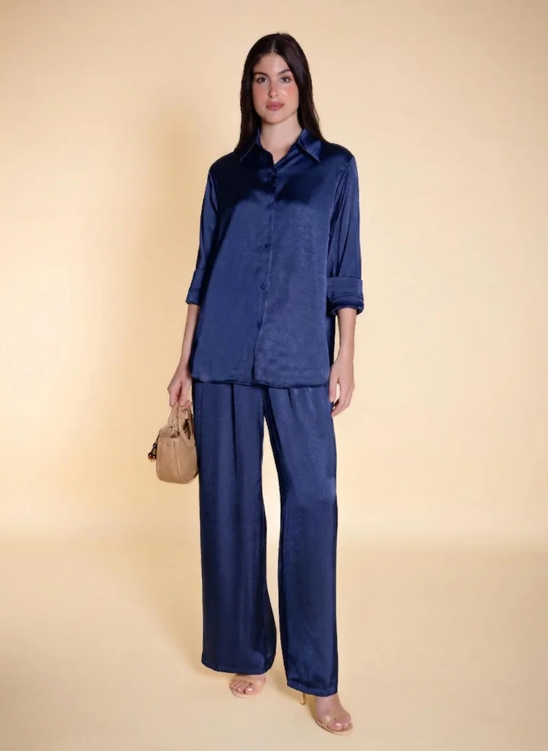 شايبس TEXTURED SATIN SHIRT SET