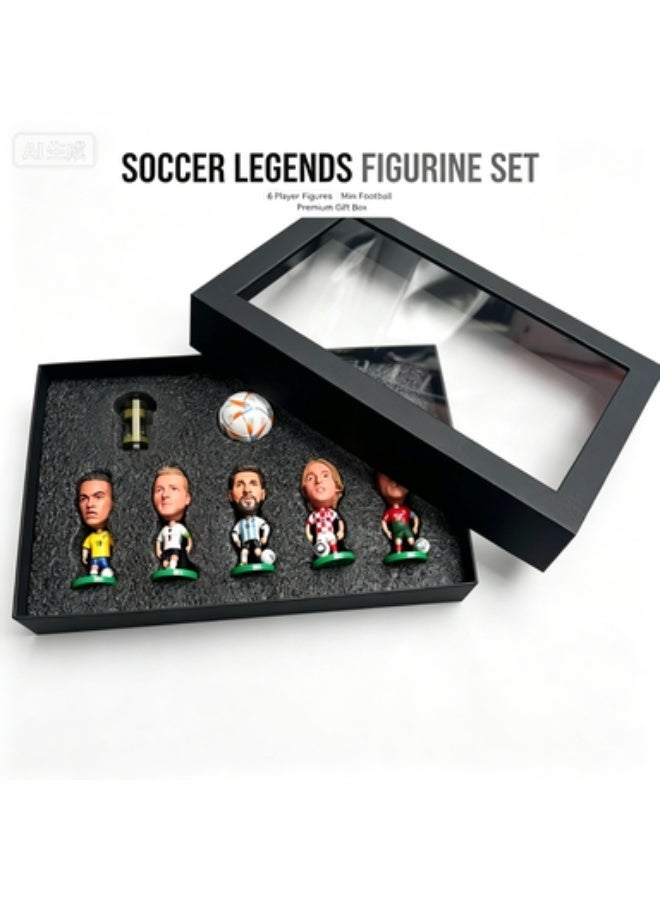 World Cup Football Star Figurine Set - Messi, Ronaldo, Yamal Collectible Mini Figures with Display Box - Image 1