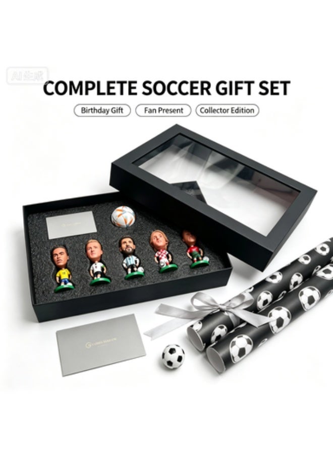 World Cup Football Star Figurine Set - Messi, Ronaldo, Yamal Collectible Mini Figures with Display Box - Image 2