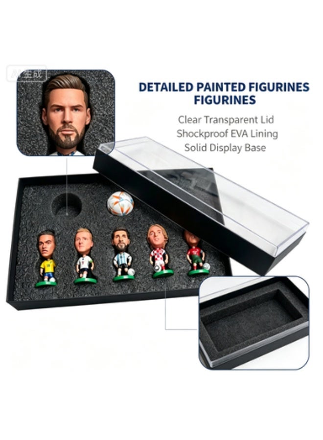 World Cup Football Star Figurine Set - Messi, Ronaldo, Yamal Collectible Mini Figures with Display Box - Image 4