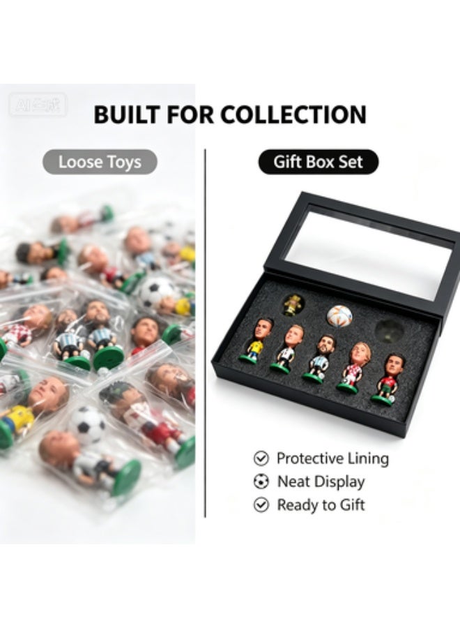 World Cup Football Star Figurine Set - Messi, Ronaldo, Yamal Collectible Mini Figures with Display Box - Image 5