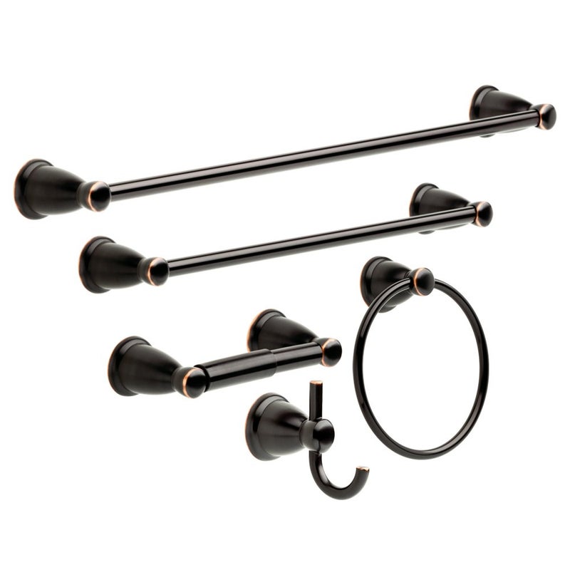 Franklin Brass Kinla 5Piece Bathroom Set OilRubbed Bronze 18 24 Towel Bar Racks Toilet Paper Holder Ring Hook KIN5PCORB