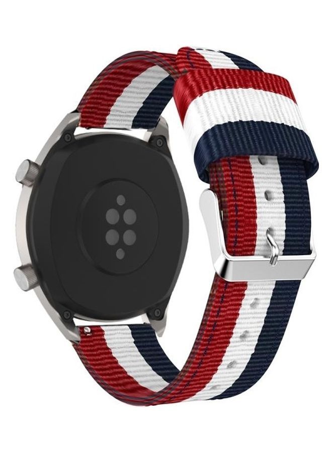NIBEMINENT Nylon Single Ring Strap 22mm For Huawei Watch GT2e GT2 46mm Red/White/Blue  - Image 2