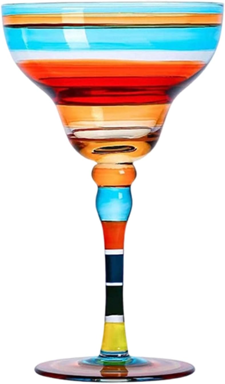 Hand Painted Drinking Glasses with Classical Wide Rimmed Margarita Glasses for Cocktails and Iced Beverages Margarita Glass with Hand Painted - Image 1