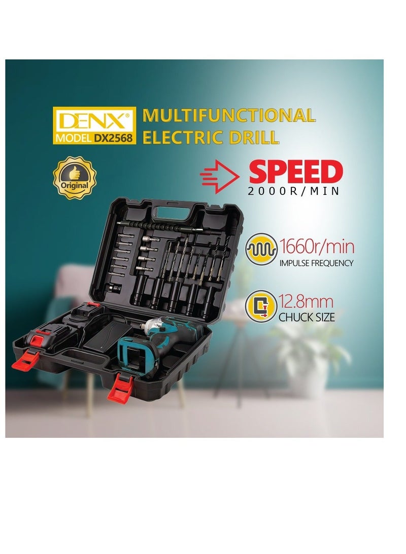 دينكس مثقاب لاسلكي بسرعة ٢٠٠٠ دورة/دقيقة مع بطاريتين ٢١ فولت | تردد نبضي ١٦٦٠ دورة/دقيقة | ١٢.٨ مم - Image 5