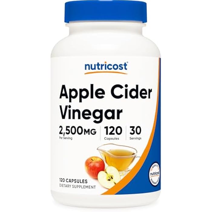 Nutricost Apple Cider Vinegar (2500mg) 120 Vegan Capsules - Gluten-Free, GMO-Free, 30 Servings - Image 1
