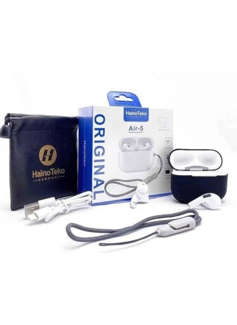 Haino Teko Air 5 Wireless In-Ear Bluetooth Earbuds | Premium Sound Quality, Comfortable Fit, Long Battery Life, Hands-Free Mic | Compatible with iPhones & Androids | Ideal for Music, Calls, and Sports | White - Image 5