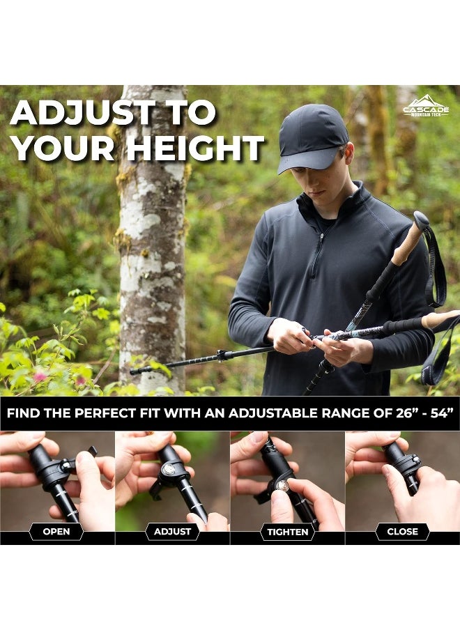 Cascade Mountain Tech Cascade Mountain Tech Trekking Poles - Carbon Fiber Walking or Hiking Sticks with Quick Adjustable Locks  - Image 4