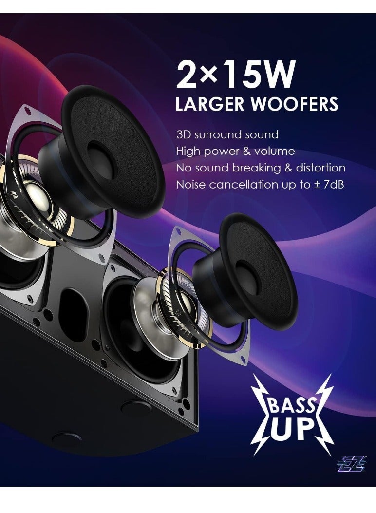 Gulf Trend Karaoke Machine with 2 UHF Wireless Microphones for Adults/Kids – Portable Bluetooth PA Speaker System with LED Light, Echo & Bass Adjustment, Vocal Cut for Home Parties, Meetings, Weddings - Image 2