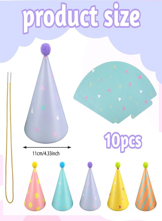 Bruislard Party Hats for Stuffed Animals, 10 Pcs Colorful Stuffed Animal Party Hats Lovely Paper Cone Mini Birthday Hat for Animals Stuff Pets Birthday Accessories Decoration Supplies - Image 2